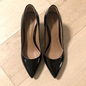 New Emporio Armani patent Italian leather pumps